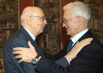 Il presidente della Repubblica Giorgio Napolitano con Vittorio Prodi