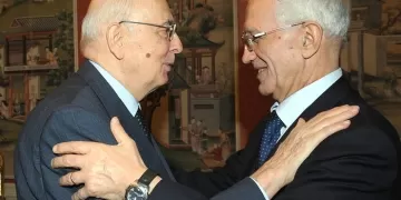 Il presidente della Repubblica Giorgio Napolitano con Vittorio Prodi