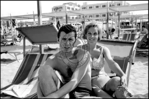 Riccione 2 luglio 1968 Il giocatore di calcio Franz Beckenbauer in vacanza con la sua prima moglie Brigitte Wittmann. Foto Davide Minghini