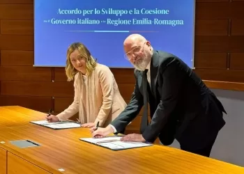 Stefano Bonaccini e Giorgia Meloni