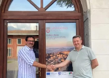 Il sindaco di Gradara Gasperi e il sindaco di Bienno Bettoni