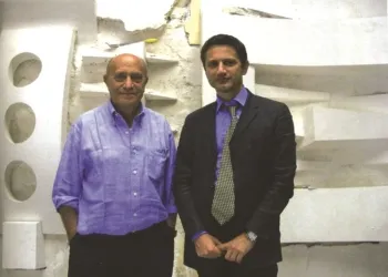 Arnaldo Pomodoro col sindaco di Morciano Giorgio Ciotti