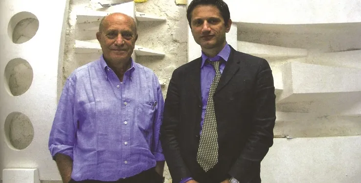 Arnaldo Pomodoro col sindaco di Morciano Giorgio Ciotti