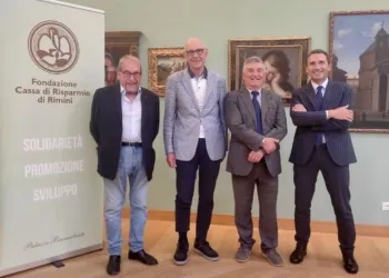 Da sinistra: Giuseppe Pecci, Paolo Pasini, Carlo Carli e Stefano Bonfé (direttore Fondazione Carim)