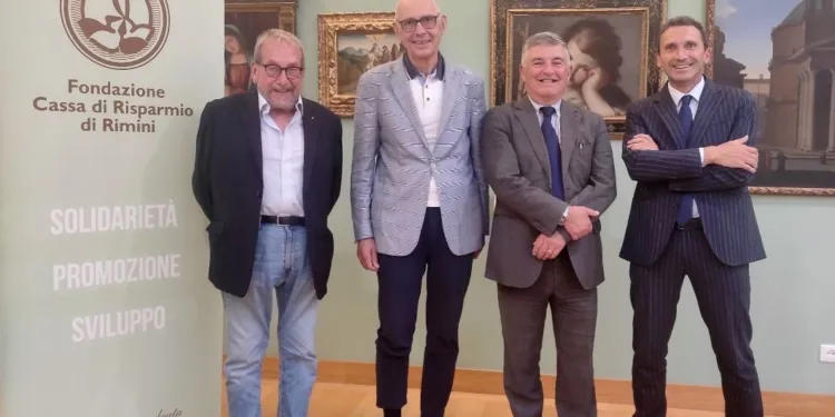 Da sinistra: Giuseppe Pecci, Paolo Pasini, Carlo Carli e Stefano Bonfé (direttore Fondazione Carim)