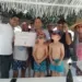 Da sinistra: Andrea Serafini (hotel Ambasciatori), Luciano Zambelli (Playa del Carmen), Florence, Didier Buchholz (il festeggiato), Liliana, il sindaco Fabrizio Piccioni, Marco ed i bambini Mathieu e Hugo