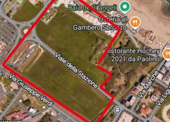 In rosso l'area andata all'asta