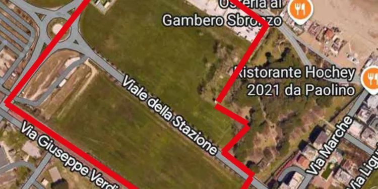 In rosso l'area andata all'asta