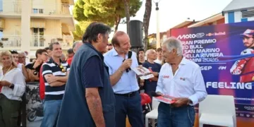 Giacomo Agostini con Fosco Rocchetta e Giancarlo Deluca