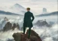 Il Viandante sul mare di nebbia (in tedesco Der Wanderer über dem Nebelmeer) di o Caspar David Friedrich,  Kunsthalle di Amburgo.