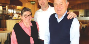 Lia Magnani col figlio Alberto ed il marito Walter (Orfeo) Scarponi